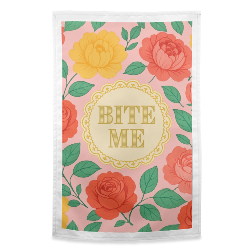 Bite Me / Sit on my face - funny tea towel by Lilly Rose