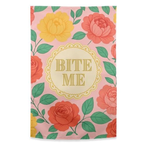 Bite Me / Sit on my face - funny tea towel by Lilly Rose