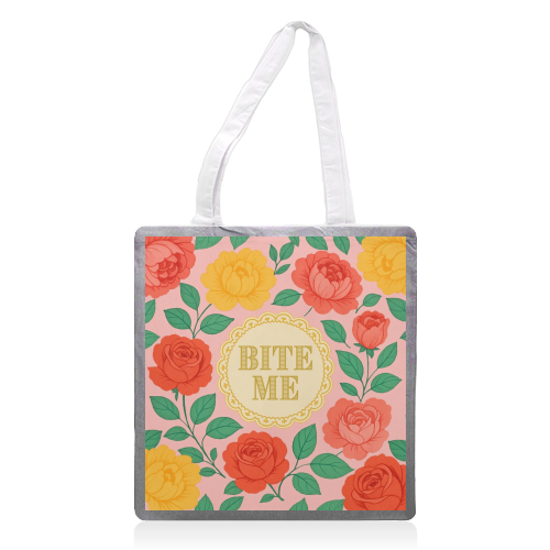 Bite Me / Sit on my face - printed canvas tote bag by Lilly Rose