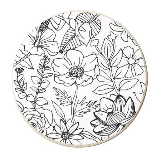 Black and White Floral Design - personalised beer coaster by FunkyAdi.com
