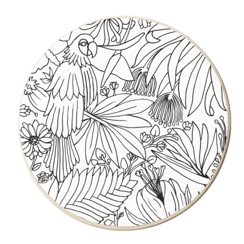 Black and White Parrot Print - personalised beer coaster by FunkyAdi.com