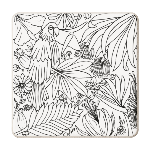 Black and White Parrot Print - personalised beer coaster by FunkyAdi.com