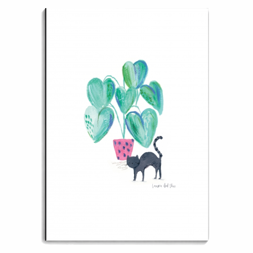 Black cat and house plant painting - personalised A4, A5, A6 notebook by lauradidthis