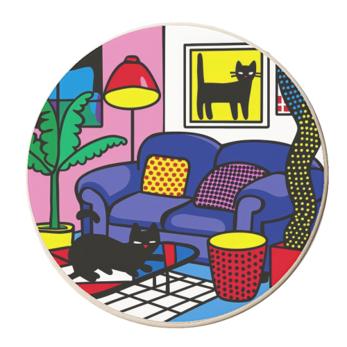 Black cat chilling - personalised beer coaster by DejaReve