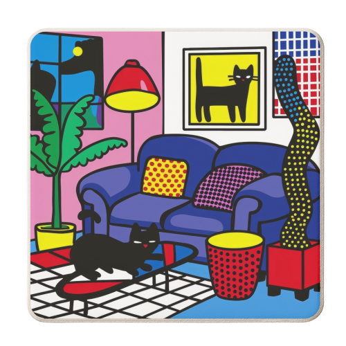 Black cat chilling - personalised beer coaster by DejaReve