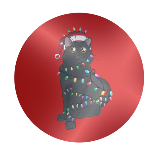 Black Cat Christmas Lights - Circle Sticker by EZbie