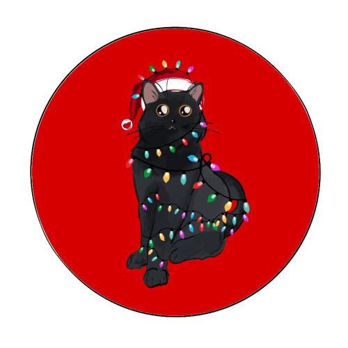 Black Cat Christmas Lights - Circle Sticker by EZbie