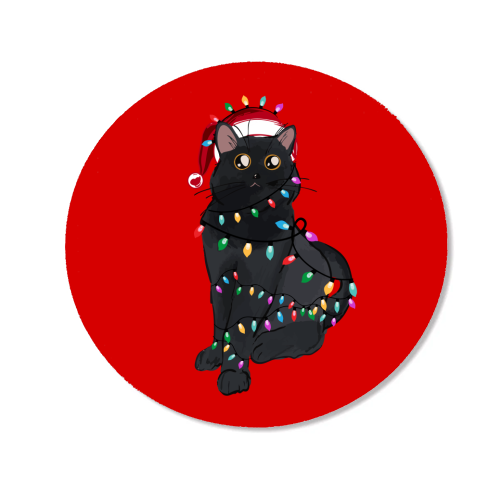Black Cat Christmas Lights - Magnet by EZbie