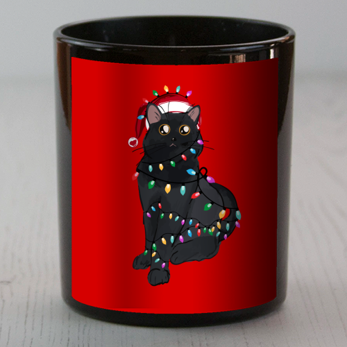 Black Cat Christmas Lights - scented candle by EZbie