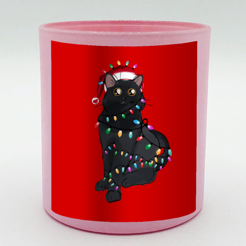 Black Cat Christmas Lights - scented candle by EZbie