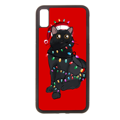 Black Cat Christmas Lights - stylish phone case by EZbie