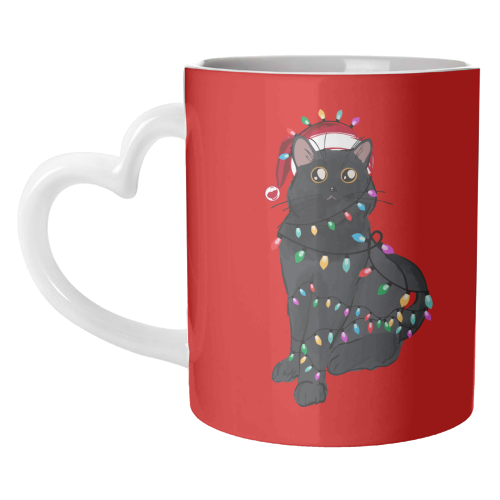 Black Cat Christmas Lights - unique mug by EZbie