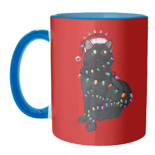 Black Cat Christmas Lights - unique mug by EZbie