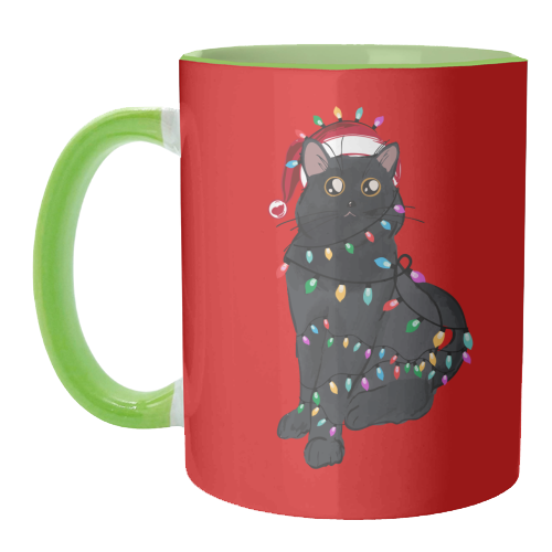 Black Cat Christmas Lights - unique mug by EZbie