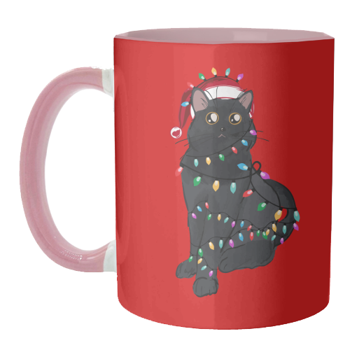Black Cat Christmas Lights - unique mug by EZbie