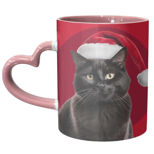 Black cat - Christmas - unique mug by Larissa Grace
