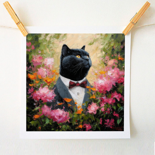 Black cat gentleman - A1 - A4 art print by DejaReve