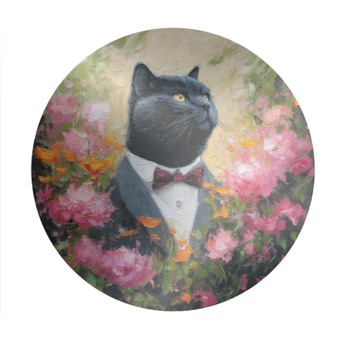 Black cat gentleman - Circle Sticker by DejaReve