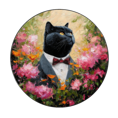 Black cat gentleman - Circle Sticker by DejaReve