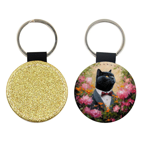 Black cat gentleman - keyring by DejaReve