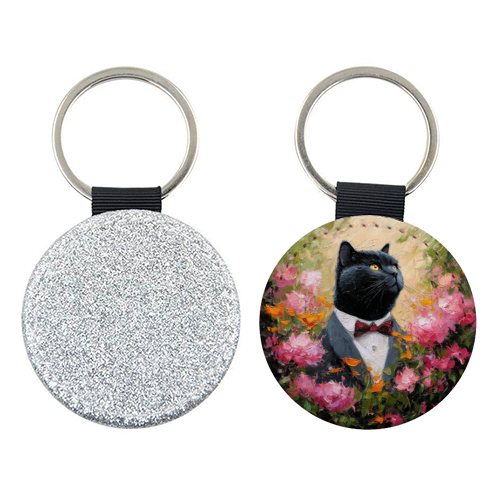 Black cat gentleman - keyring by DejaReve