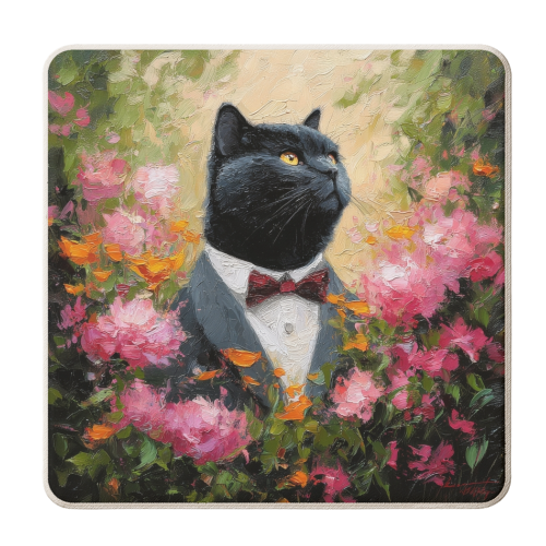 Black cat gentleman - personalised beer coaster by DejaReve