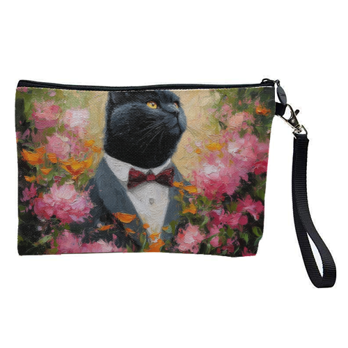 Black cat gentleman - pretty makeup bag by DejaReve