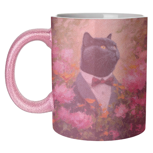 Black cat gentleman - unique mug by DejaReve