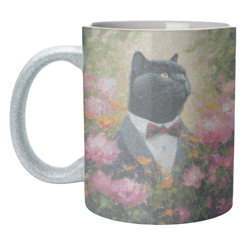 Black cat gentleman - unique mug by DejaReve