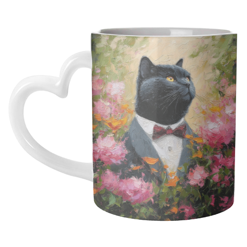 Black cat gentleman - unique mug by DejaReve