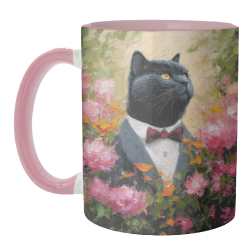 Black cat gentleman - unique mug by DejaReve