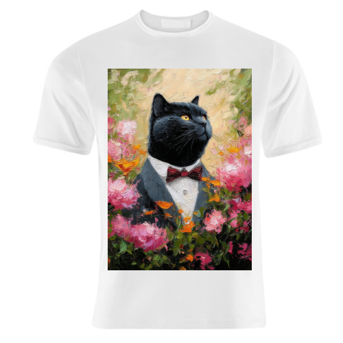 Black cat gentleman - unique t shirt by DejaReve