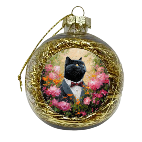 Black cat gentleman - xmas bauble by DejaReve