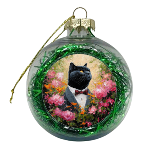 Black cat gentleman - xmas bauble by DejaReve
