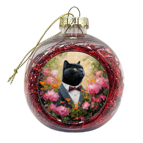 Black cat gentleman - xmas bauble by DejaReve