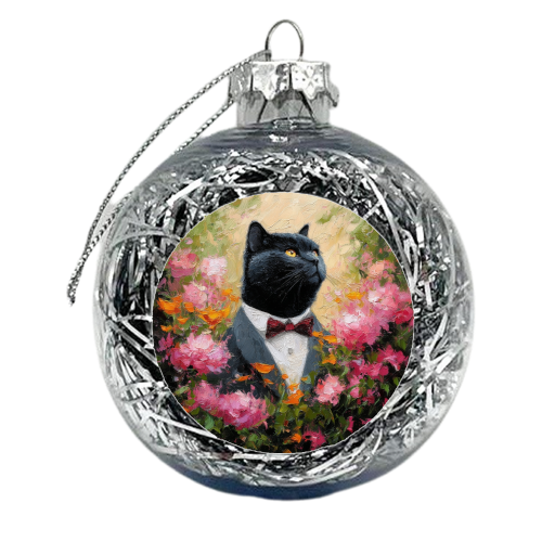 Black cat gentleman - xmas bauble by DejaReve