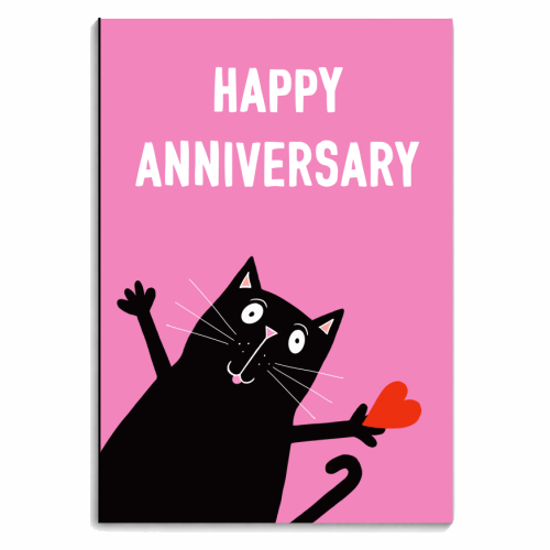 Black Cat Happy Anniversary Illustration - personalised A4, A5, A6 notebook by Adam Regester