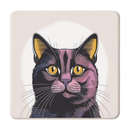 Black Cat Portrait Illustration - personalised beer coaster by Adam Regester