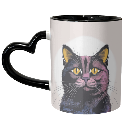 Black Cat Portrait Illustration - unique mug by Adam Regester