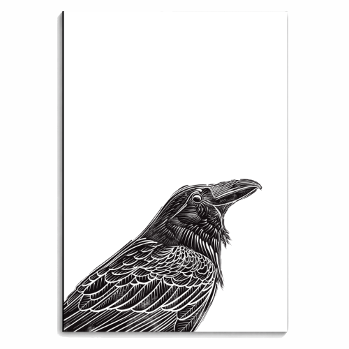 Black Crow Portrait Linocut Print - personalised A4, A5, A6 notebook by Adam Regester