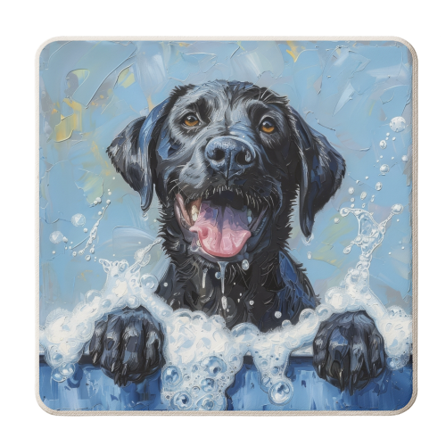 Black dog chilling - personalised beer coaster by DejaReve
