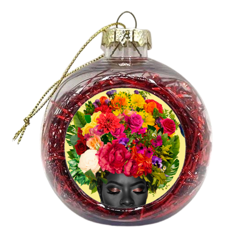Black flower - xmas bauble by Larissa Grace