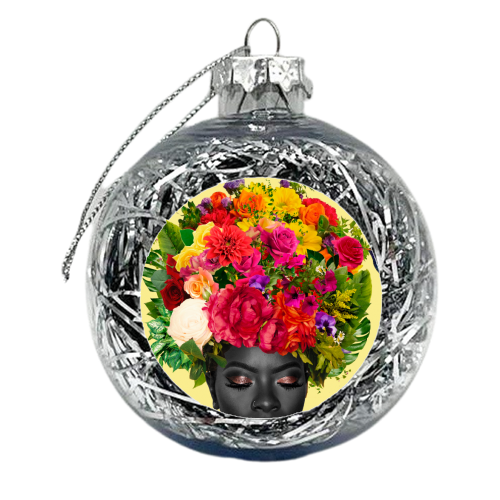Black flower - xmas bauble by Larissa Grace