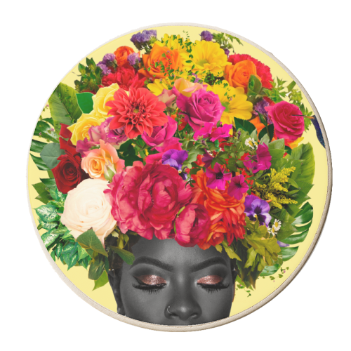 Black flower - personalised beer coaster by Larissa Grace