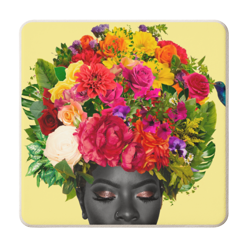 Black flower - personalised beer coaster by Larissa Grace