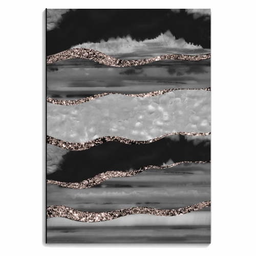 Black Gray White Agate Rose Gold Glitter Stripe Glam #1 (Faux Glitter) #gem #decor #art - personalised A4, A5, A6 notebook by Anita Bella Jantz