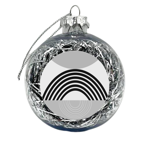 Black Gray White Sun Arch Balance #1 #minimal #abstract #art - xmas bauble by Anita Bella Jantz