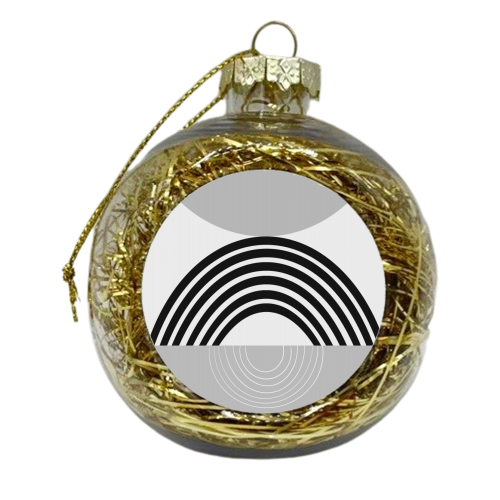 Black Gray White Sun Arch Balance #1 #minimal #abstract #art - xmas bauble by Anita Bella Jantz