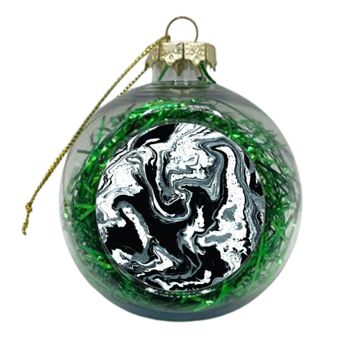 Black Marble Ink - xmas bauble by Lily Humphreys