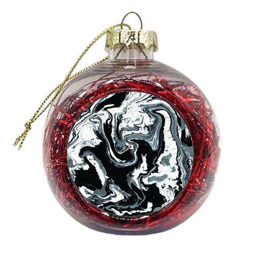 Black Marble Ink - xmas bauble by Lily Humphreys